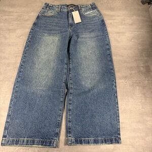 Cold Culture Jeans Mens L Distress Stars V2 Pants Blue Baggy Wide Leg NEW Skate